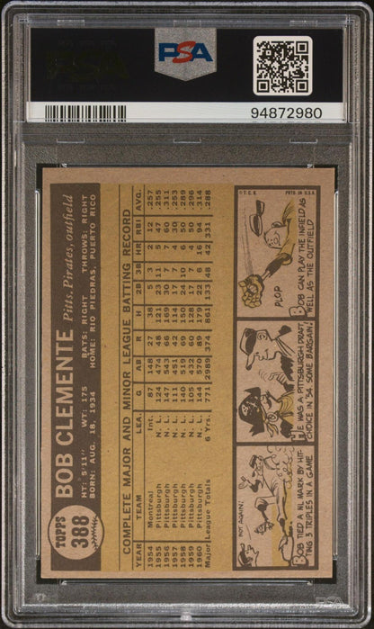 1961 Topps Bob Clemente #388 PSA 6