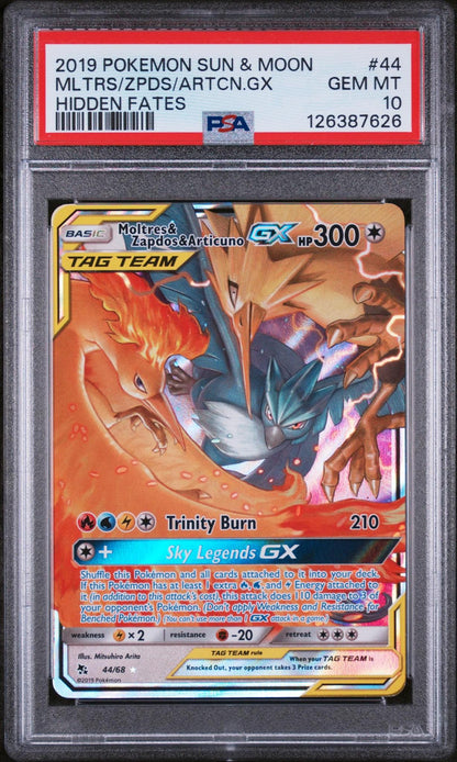 2019 Pokemon Moltres/Zapdos/Articuno GX PSA 10