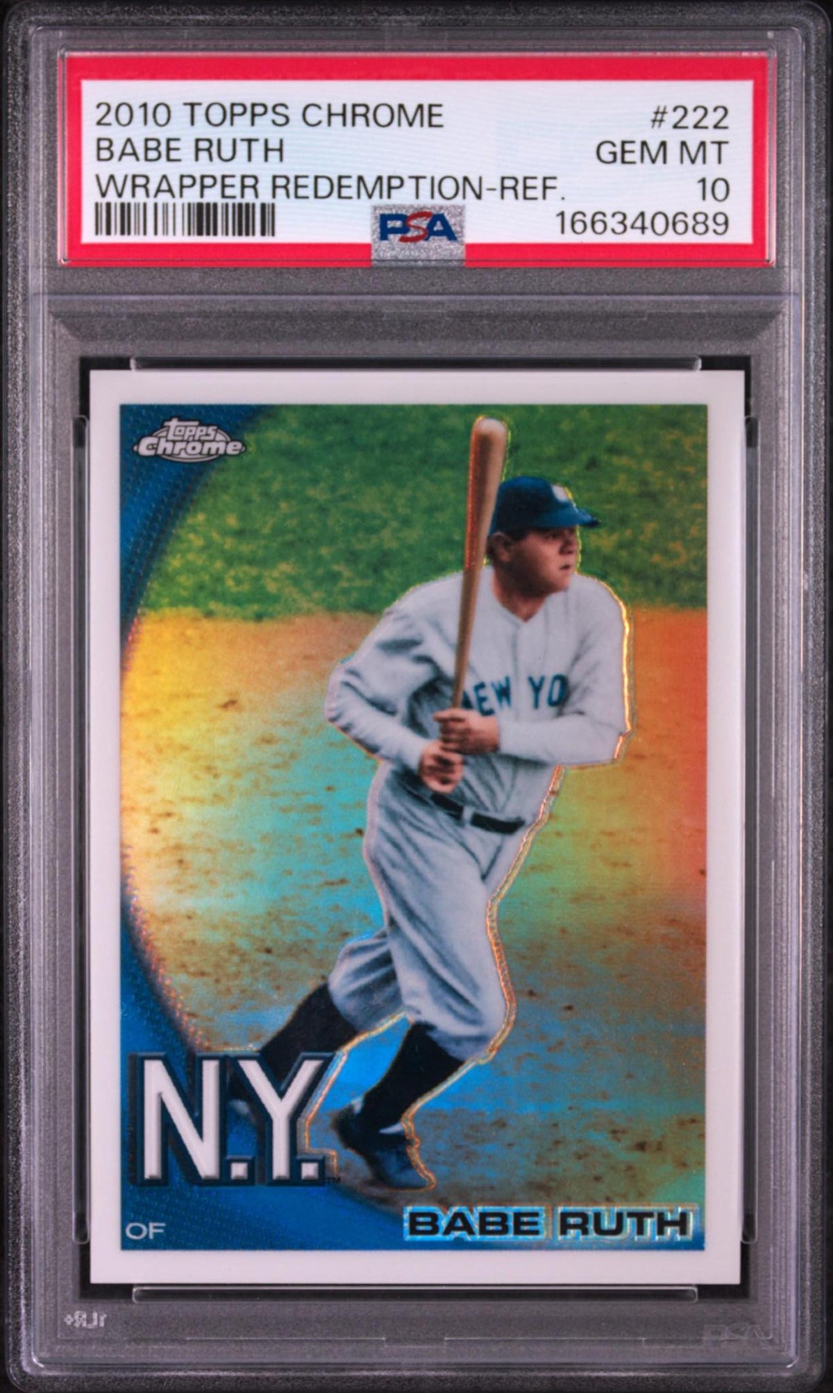 2010 TOPPS CHROME WRAPPER REDEMPTION 222 BABE RUTH REFRACTOR PSA 10