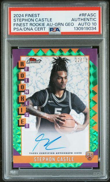 2024 Finest Stephon Castle Rookie Auto Green Geometric /75 PSA/DNA Cert