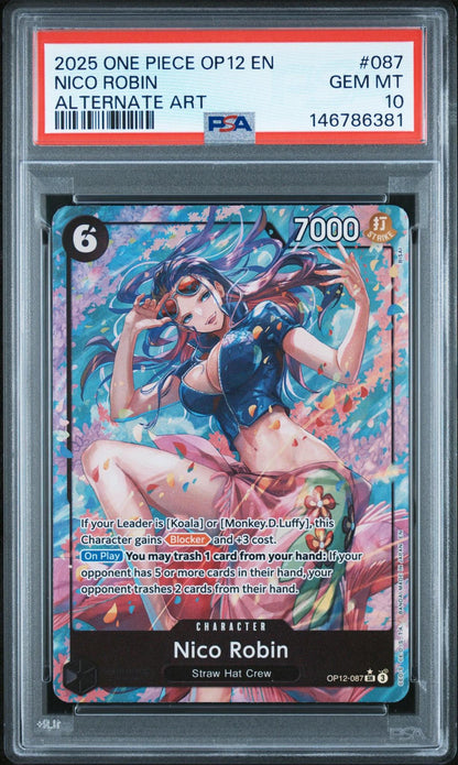 2025 One Piece OP12 Nico Robin #087 Arternate Art PSA 10