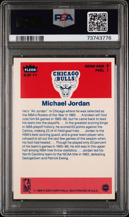 1986 FLEER STICKER 8 MICHAEL JORDAN PSA 5