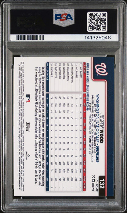 2025 Topps Chrome James Wood #132 Rookie Purple Refractor PSA 10