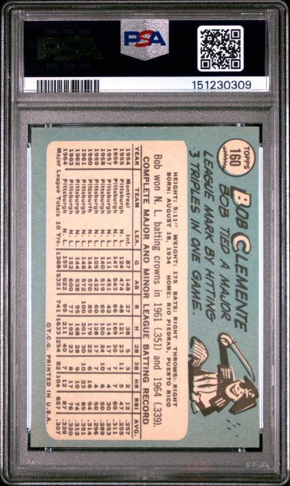 1965 TOPPS #160 BOB CLEMENTE PSA 7