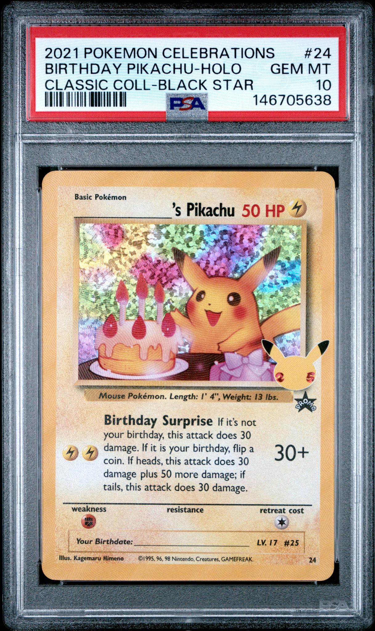 2021 Pokemon Celebrations Birthday Pikachu Holo PSA 10