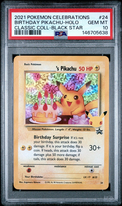 2021 Pokemon Celebrations Birthday Pikachu Holo PSA 10