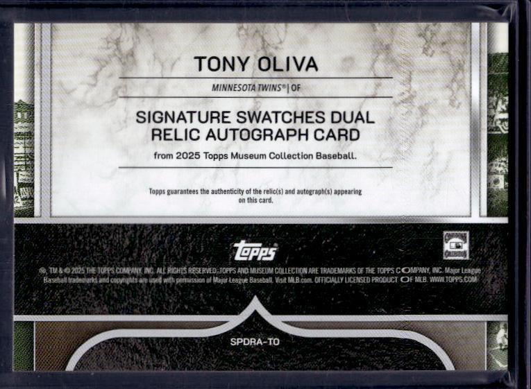 2025 Topps Museum Collection #SPDRA-TO Tony Oliva Dual Relic Autographs
