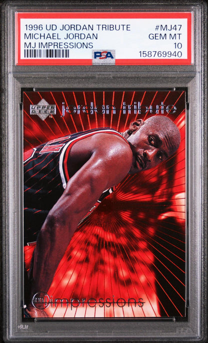 1996 UPPER DECK JORDAN TRIBUTE MJ47 MICHAEL JORDAN MJ IMPRESSIONS PSA 10