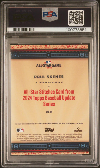 2024 TOPPS UPDATE ALL-STAR STITCHES RELICS ASRPS PAUL SKENES PSA 10