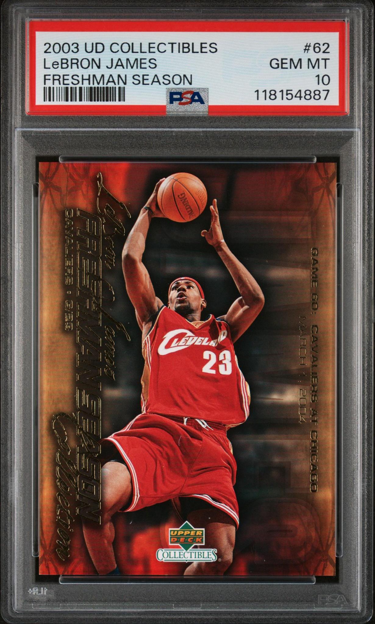 2023 Upper Deck Collectibles LeBron James #62 Freshman Season PSA 10