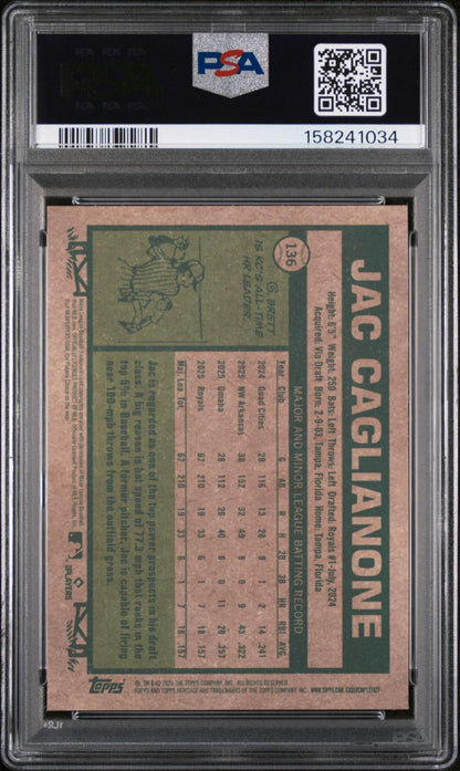 2026 TOPPS HERITAGE 136 JAC CAGLIANONE CHROME PSA 10