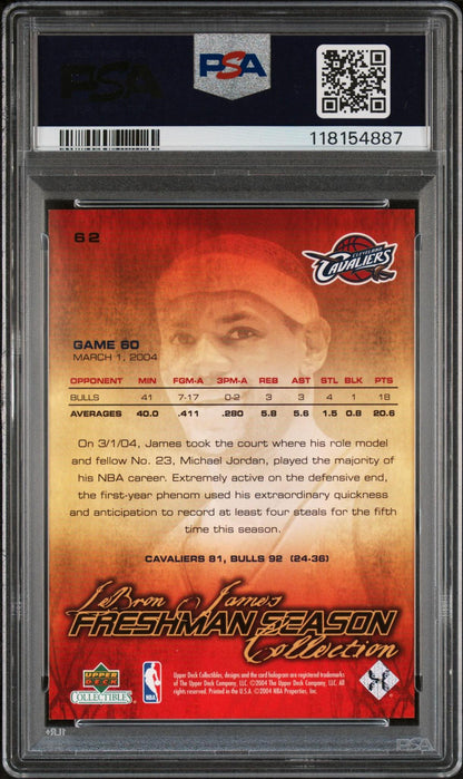 2023 Upper Deck Collectibles LeBron James #62 Freshman Season PSA 10