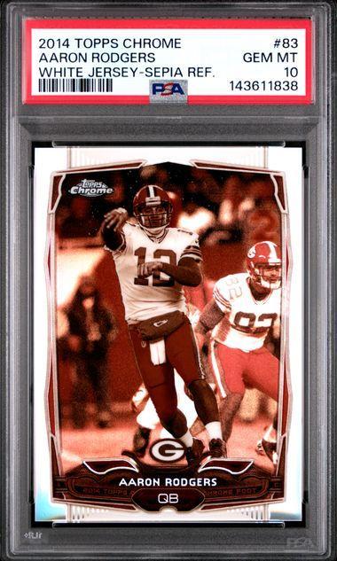 2014 TOPPS CHROME SEPIA REFRACTOR #83 AARON RODGERS /99 PSA 10