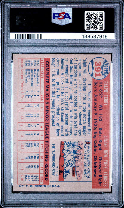 1957 Topps Ralph Terry #391 PSA 7