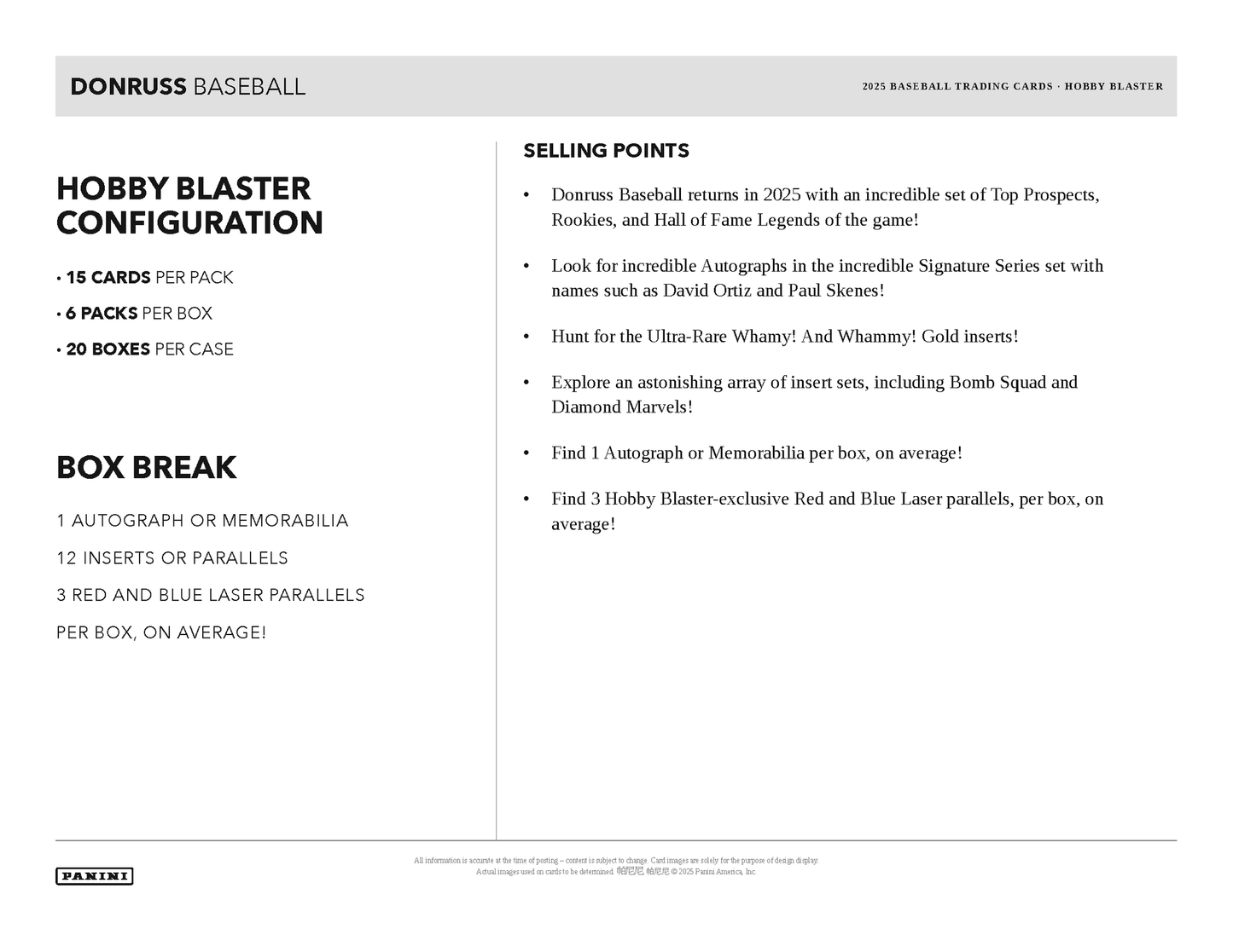 2025 Panini Donruss Baseball Hobby Blaster Box