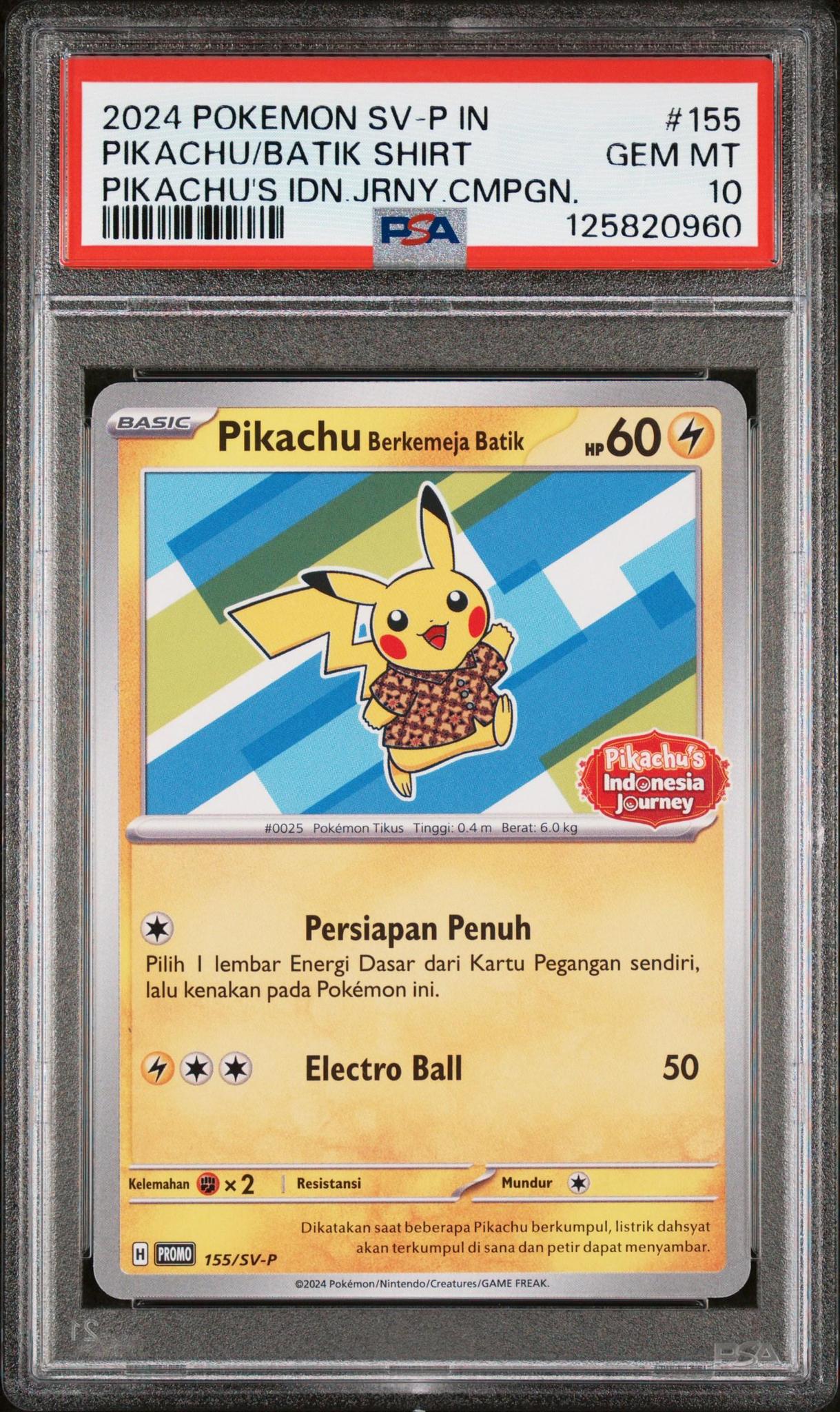 2024 Pokemon SV-P Pikachu/Batik Shirt #155 PSA 10