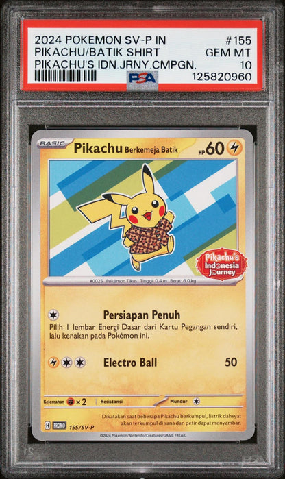 2024 Pokemon SV-P Pikachu/Batik Shirt #155 PSA 10