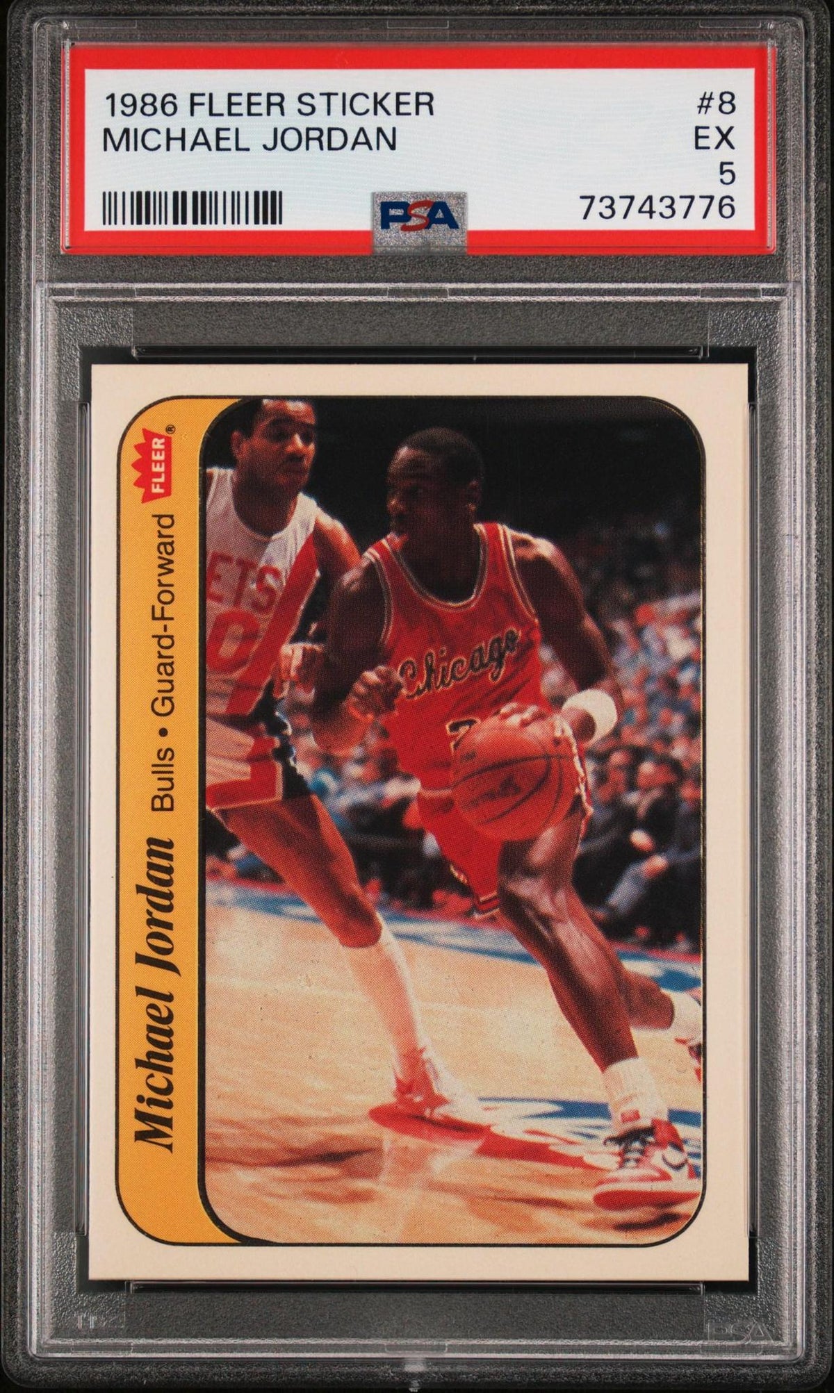 1986 FLEER STICKER 8 MICHAEL JORDAN PSA 5