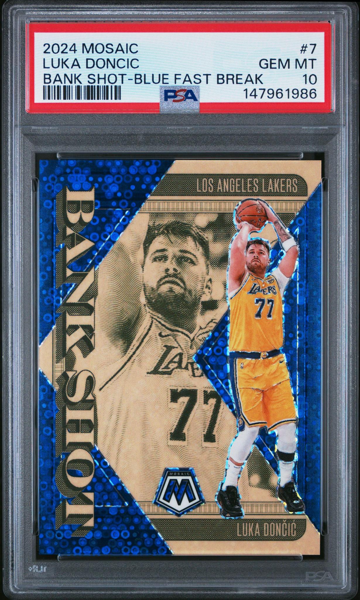 2024 Mosaic Luke Doncic #7 Bank Shot Blu Fast Break PSA 10