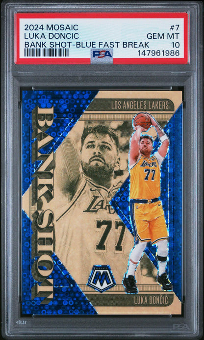 2024 Mosaic Luke Doncic #7 Bank Shot Blu Fast Break PSA 10