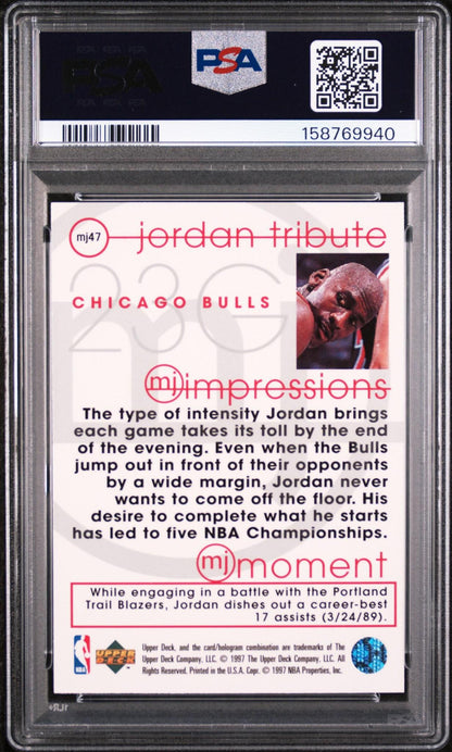 1996 UPPER DECK JORDAN TRIBUTE MJ47 MICHAEL JORDAN MJ IMPRESSIONS PSA 10