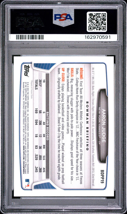 2013 BOWMAN DRAFT PICKS & PROSPECTS BDPP19 AARON JUDGE PSA 10