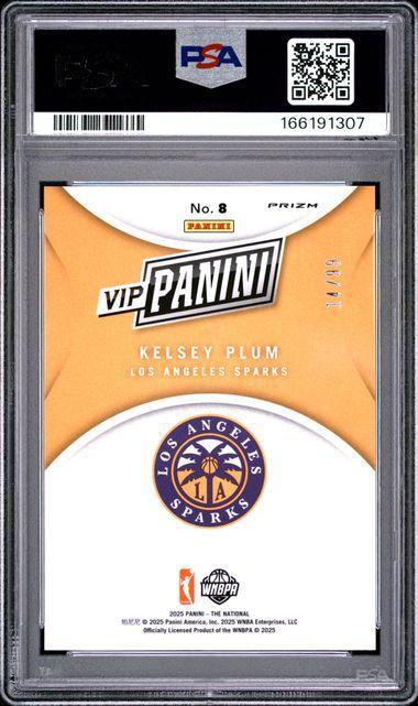 2025 PANINI NATIONAL SPORTS COLLECTORS CONVENTION VIP GOLD #8 KELSEY PLUM RED SPARKLE PSA 10