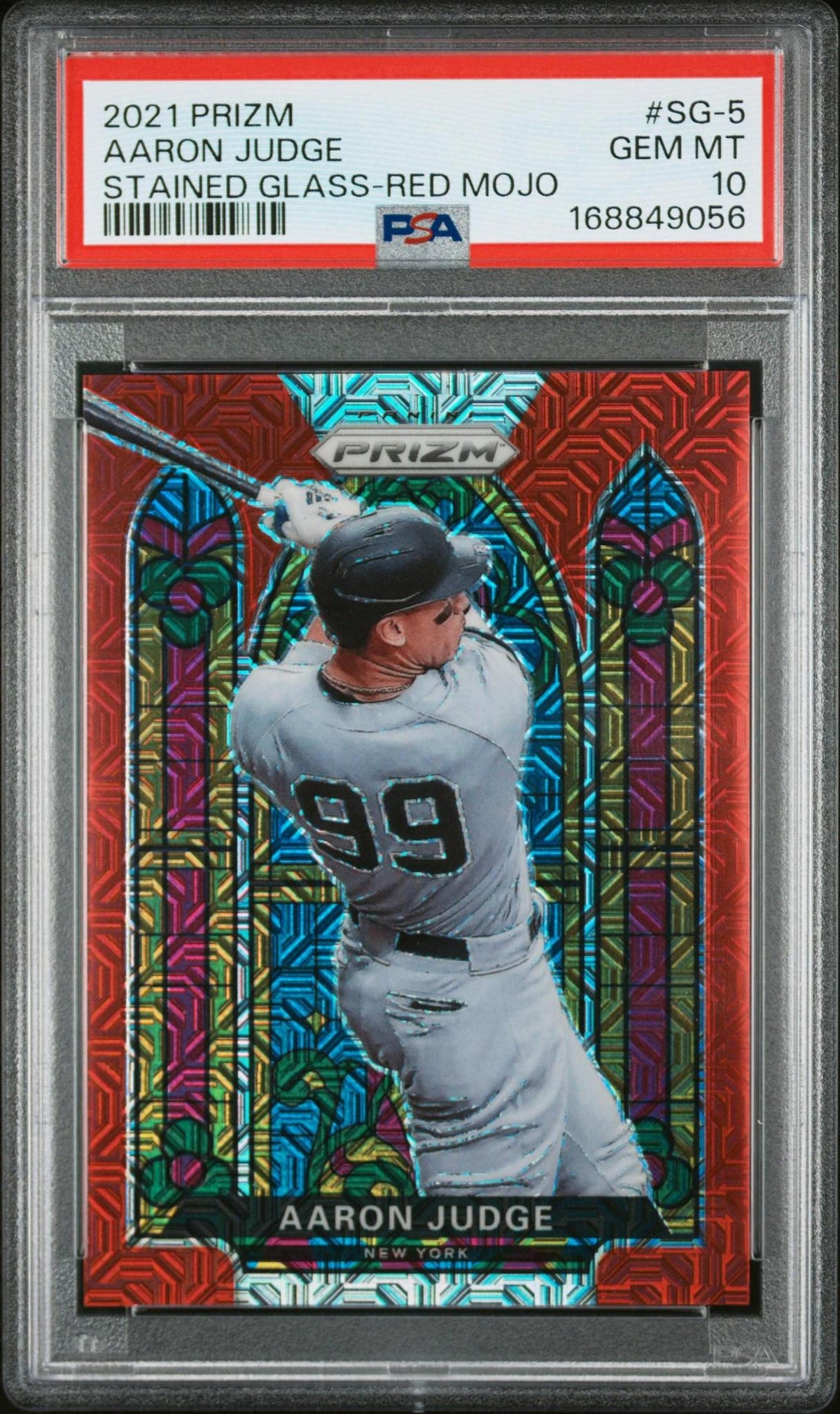 2021 PANINI PRIZM STAINED GLASS SG-5 AARON JUDGE RED MOJO PSA 10
