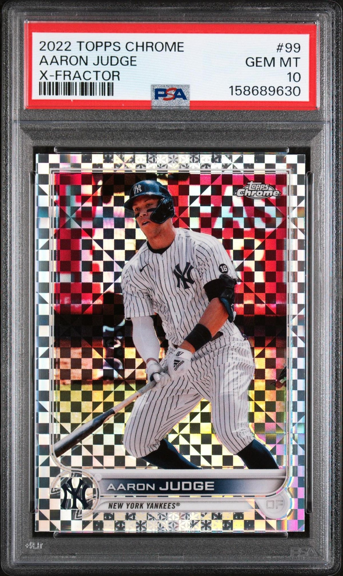 2022 TOPPS CHROME 99 AARON JUDGE X-FRACTOR PSA 10