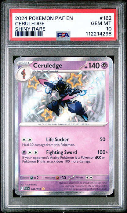 2024 Pokemon Ceruledge #162 Shiny Rare PSA 10