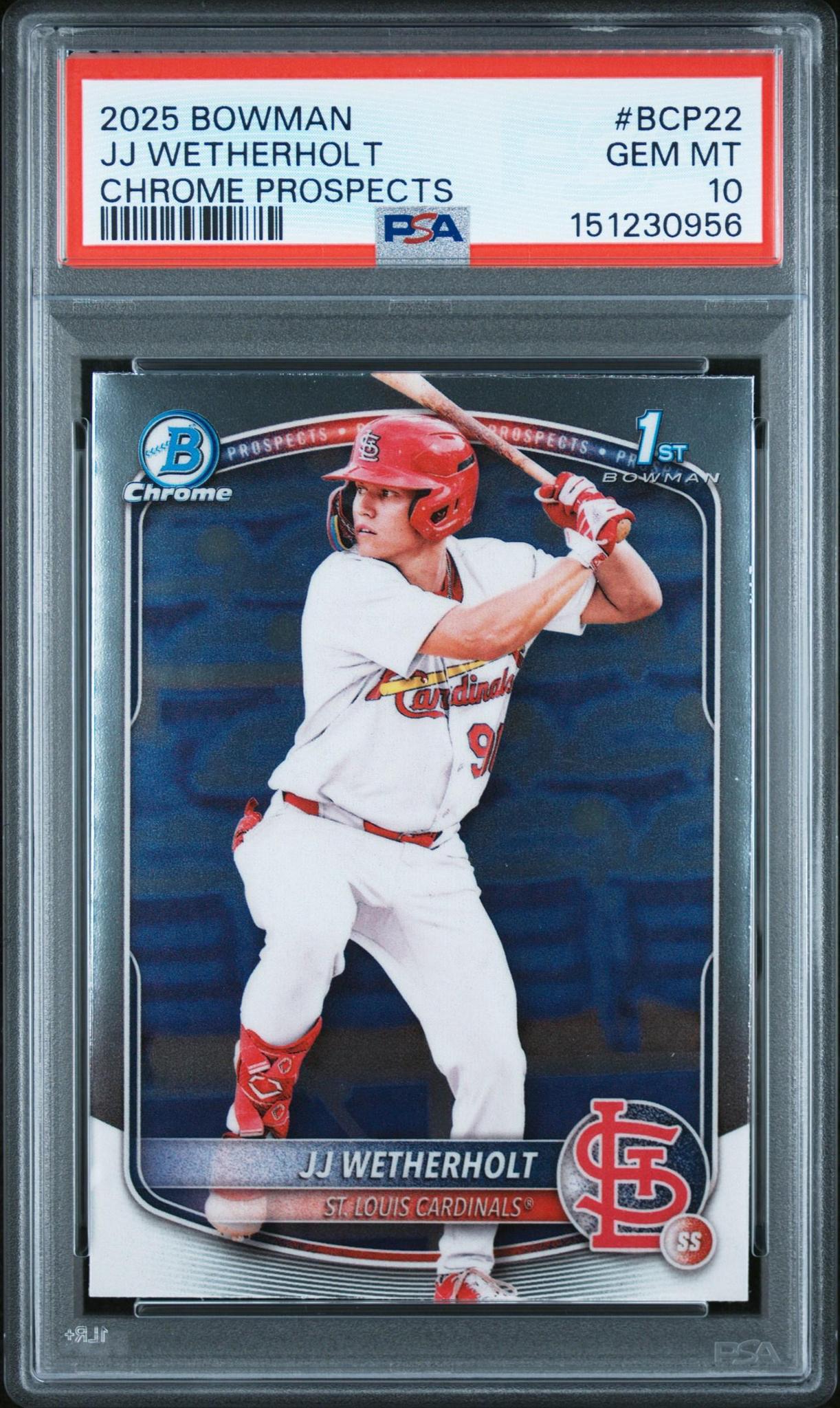 2025 Bowman JJ Wetherholt #BCP22 Chrome Prospects PSA 10