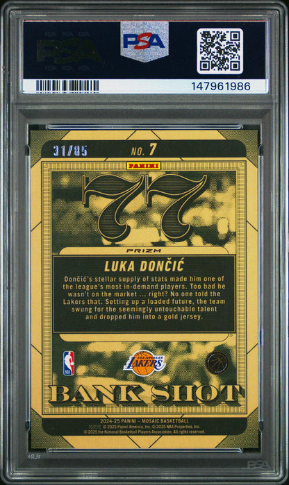 2024 Mosaic Luke Doncic #7 Bank Shot Blu Fast Break PSA 10