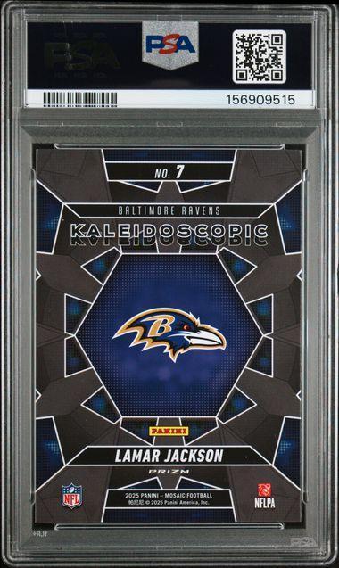 2025 PANINI MOSAIC KALEIDOSCOPIC #7 LAMAR JACKSON PSA 10