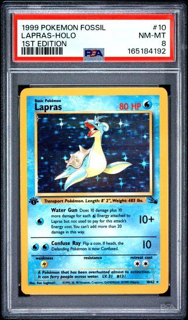 1999 Fossil Lapras-Holo 1st Edition PSA 8