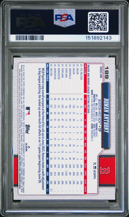 2026 Topps Roman Anthony #189 Rookie PSA 10