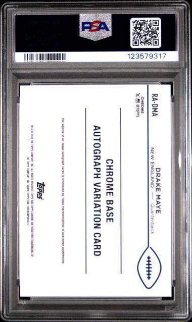 2024 TOPPS CHROME ROOKIE AUTOGRAPHS VARIATIONS #RADMA DRAKE MAYE ROOKIE AUTO-AQUA REF PSA 10