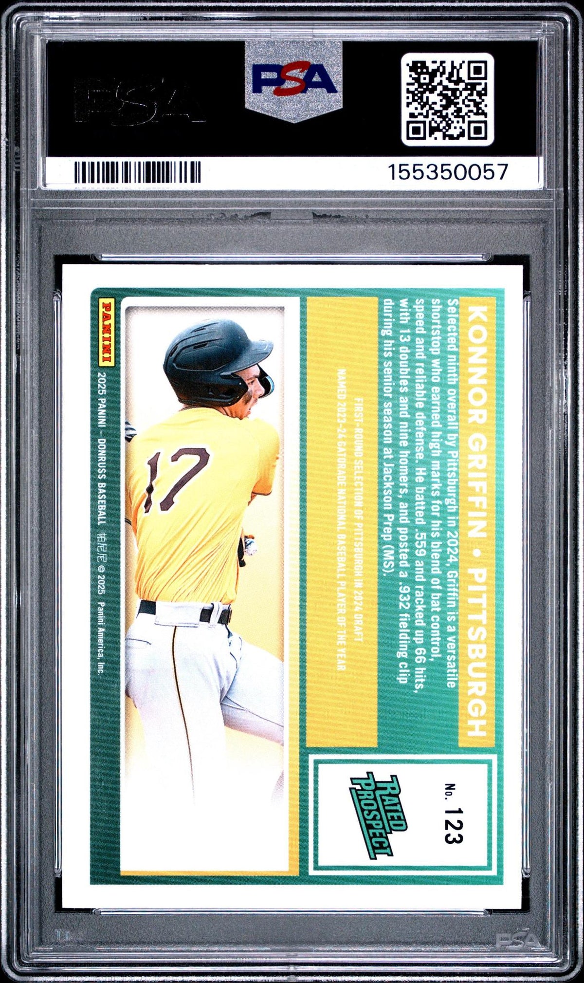 2025 PANINI DONRUSS 123 KONNOR GRIFFIN PSA 10
