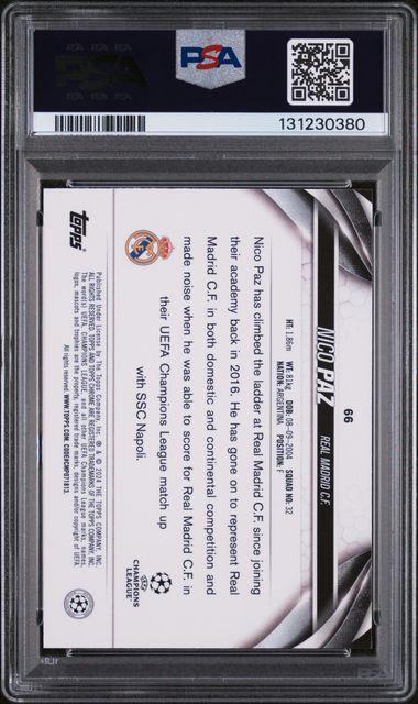 2023-24 Topps Chrome Ucc Nico Paz Blue Geometric Refractor /150 PSA 10