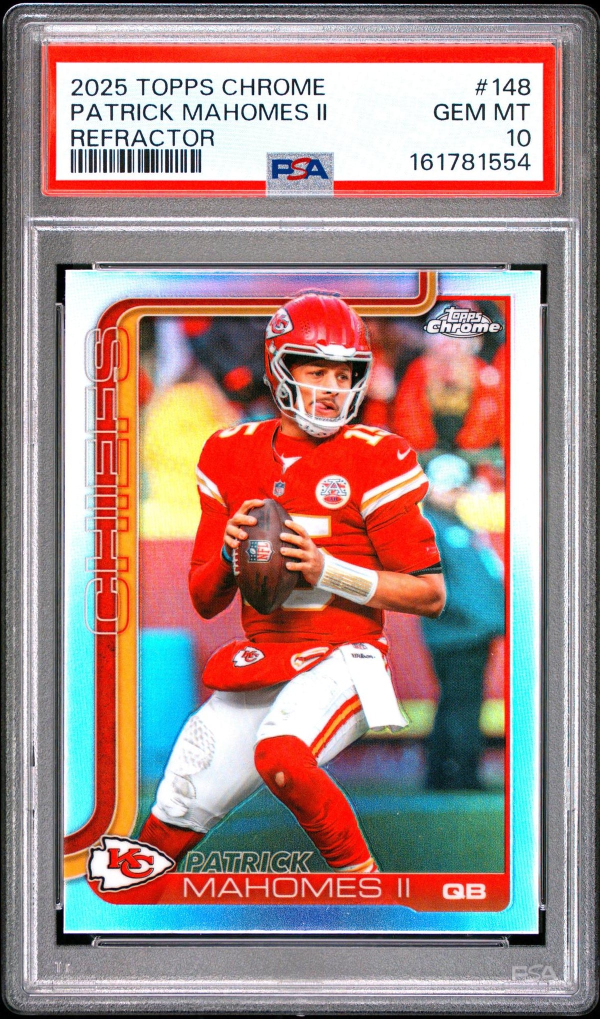 2025 TOPPS CHROME #148 PATRICK MAHOMES II REFRACTOR PSA 10