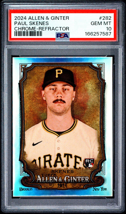 2024 TOPPS ALLEN & GINTER 282 PAUL SKENES CHROME-REFRACTOR PSA 10