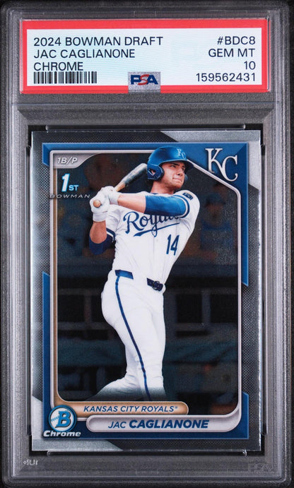 2024 BOWMAN DRAFT BDC8 JAC CAGLIANONE CHROME PSA 10
