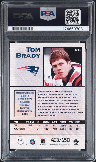 2000 PACIFIC PRIVATE STOCK #128 TOM BRADY RETAIL PSA 9