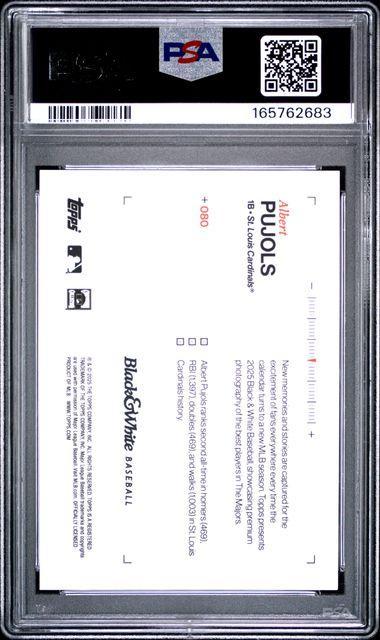 2025 TOPPS BLACK AND WHITE #80 ALBERT PUJOLS YELLOW PSA 10