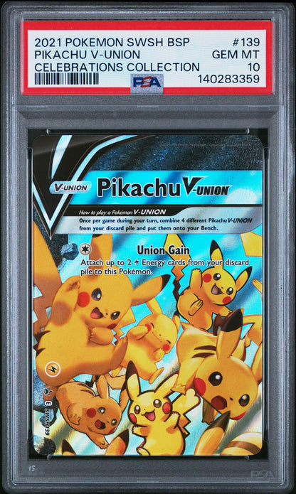 2021 Pokemon SWSH Pikachu V-Union PSA 10