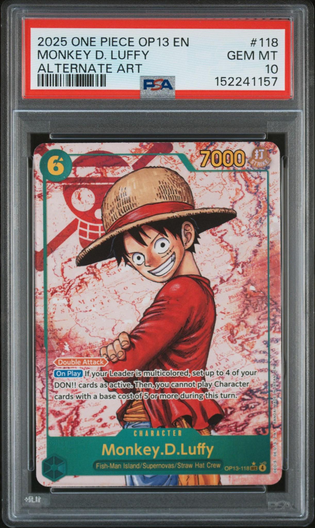2025 One Piece OP13 Monkey D. Luffy Alternate Art PSA 10