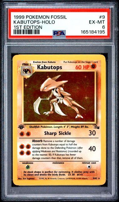 1999 Fossil Kabutops-Holo 1st Edition PSA 6