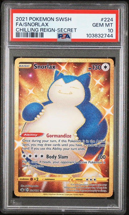 2021 Pokemon SWSH Full Art Snorlax Chilling Reign Secret PSA 10