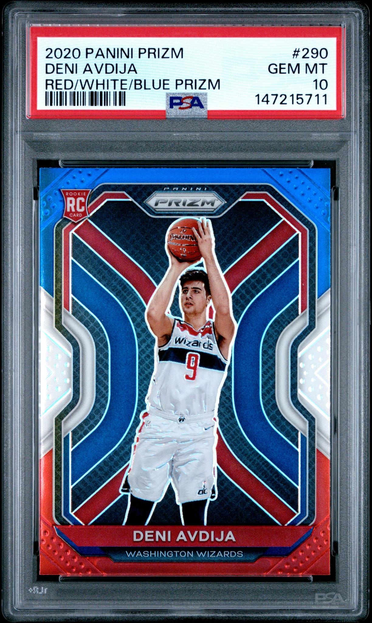 2020 Panini Prizm Deni Avdija #290 Red White Blue PSA 10