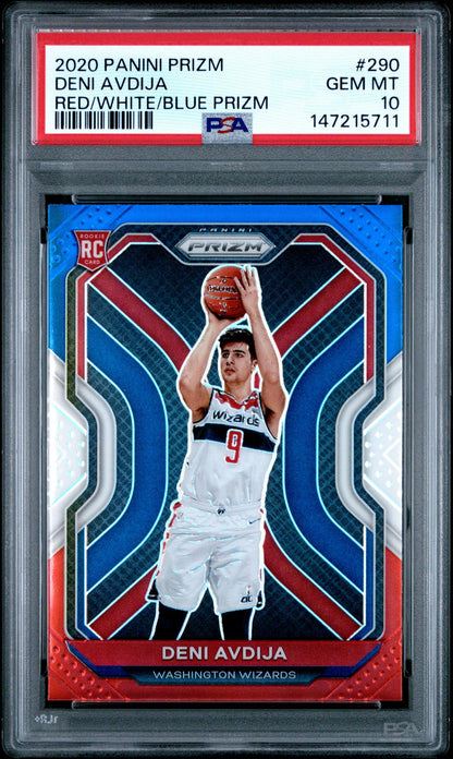2020 Panini Prizm Deni Avdija #290 Red White Blue PSA 10