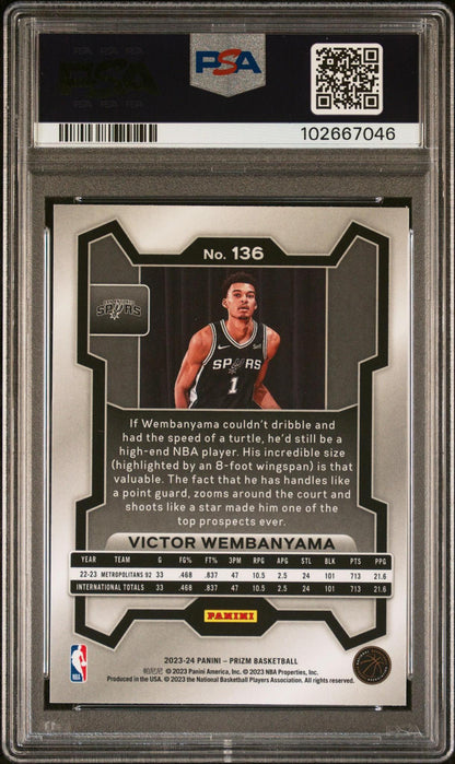 2023 Prizm Victor Wembanyama #136 Rookie PSA 10